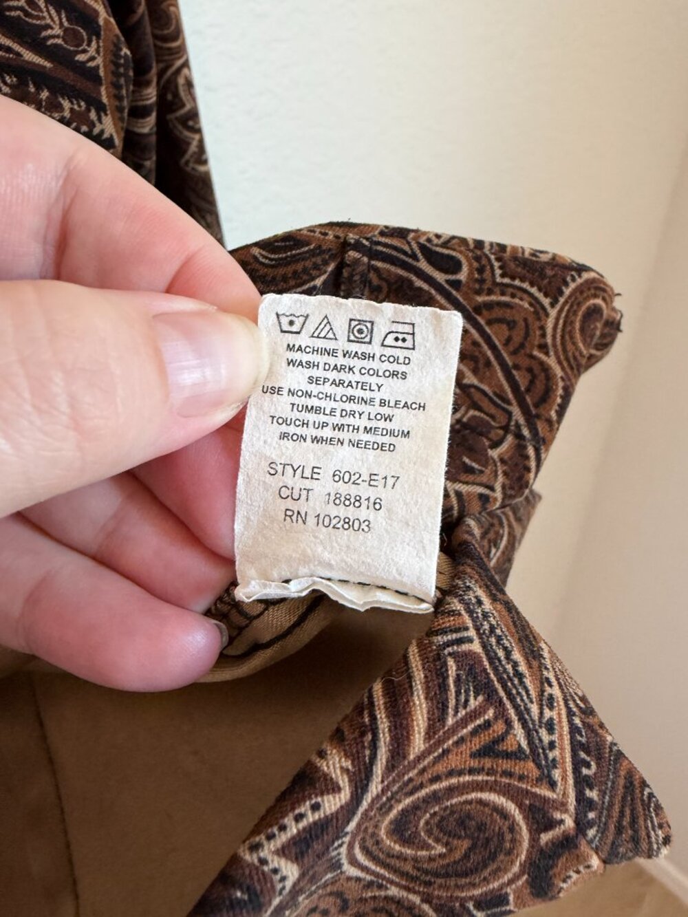 Briggs New York Vintage Y2K Brown Paisley Zip Jacket Blazer Retro 70s Size 8 - Picture 7 of 8